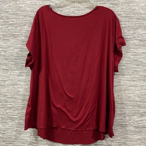 Womens Plus Size 3XL Red Crisscross V-Neck Short Sleeve Tunic Top - Picture 3 of 3